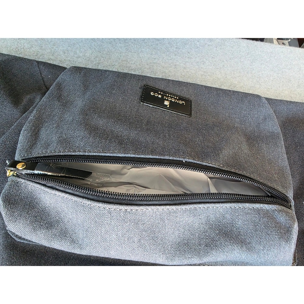 London Fog Canvas Duffel Bag Denim Weekend Travel Luggage Carry On NWT - Picture 2 of 9